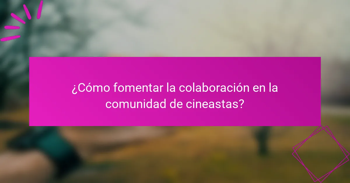 ¿Cómo fomentar la colaboración en la comunidad de cineastas?