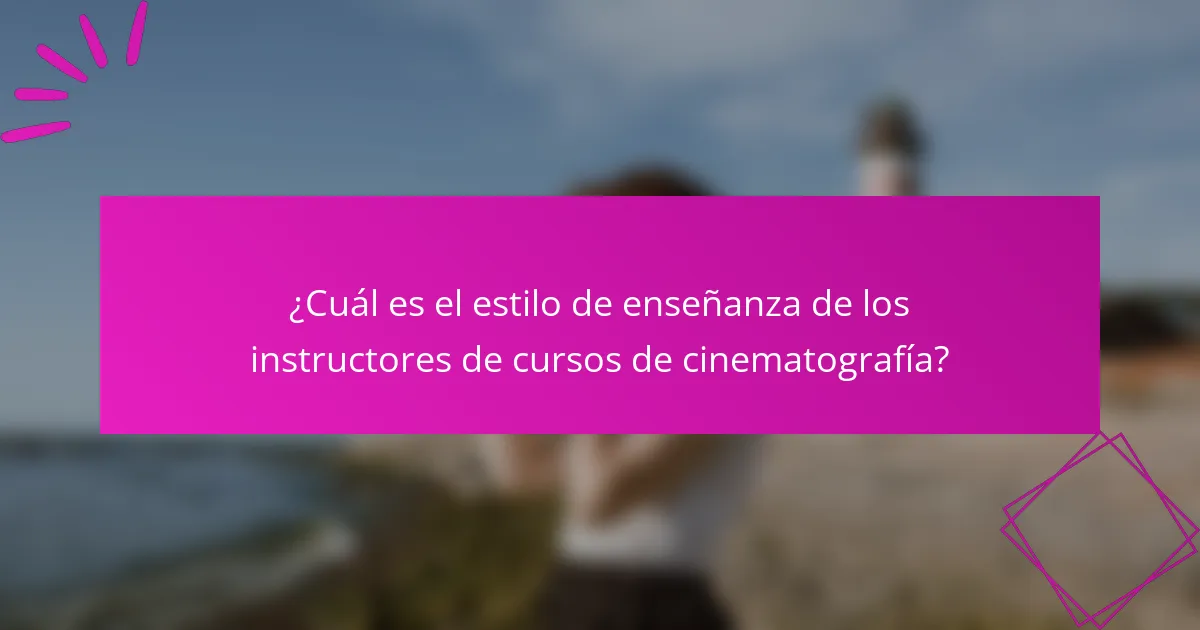 ¿Cuál es el estilo de enseñanza de los instructores de cursos de cinematografía?