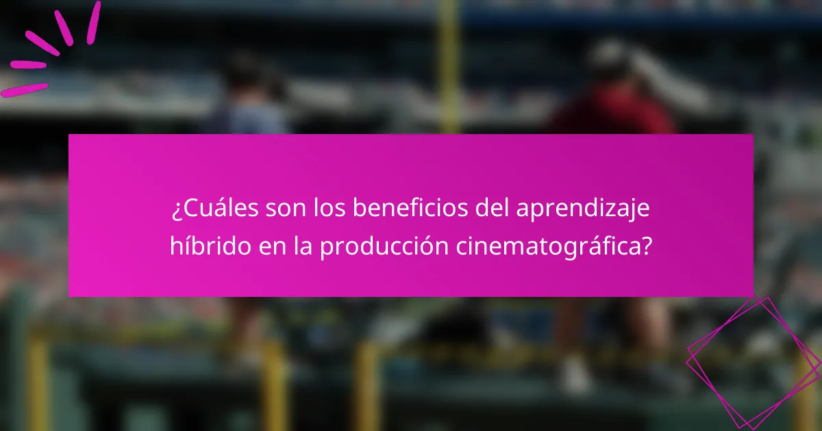 ¿Cuáles son los beneficios del aprendizaje híbrido en la producción cinematográfica?