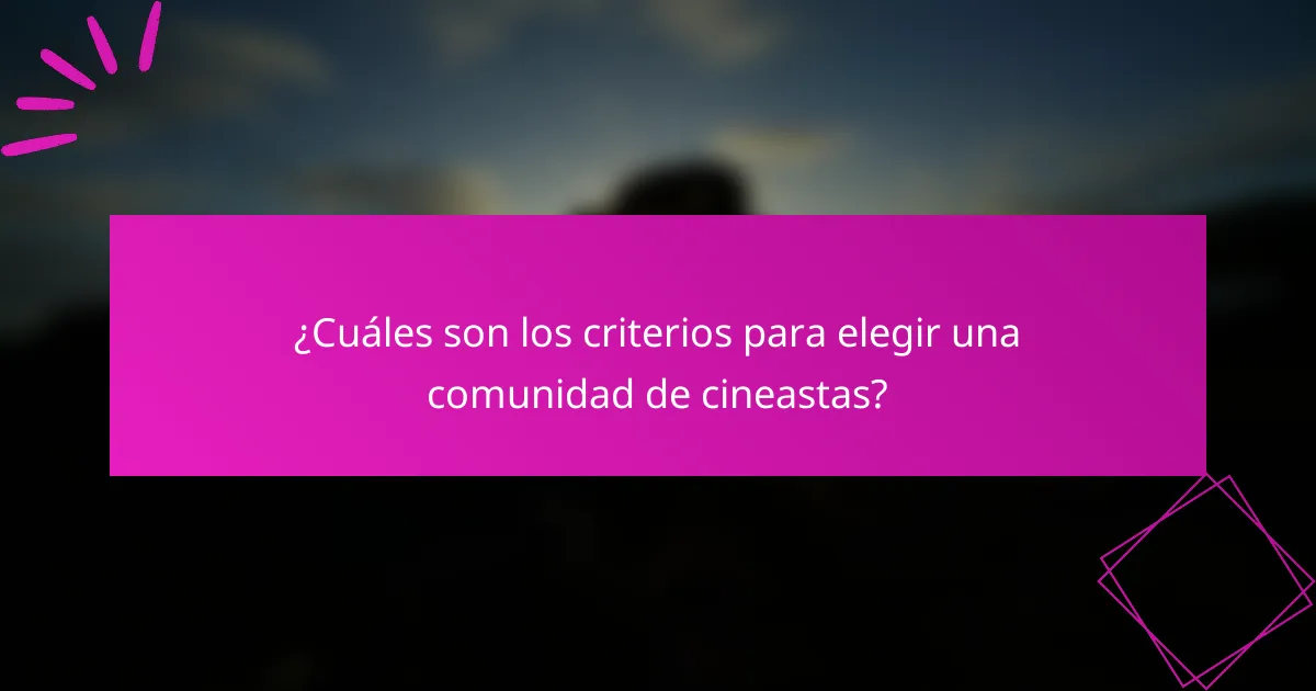 ¿Cuáles son los criterios para elegir una comunidad de cineastas?