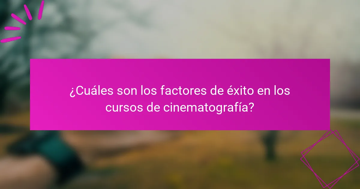 ¿Cuáles son los factores de éxito en los cursos de cinematografía?