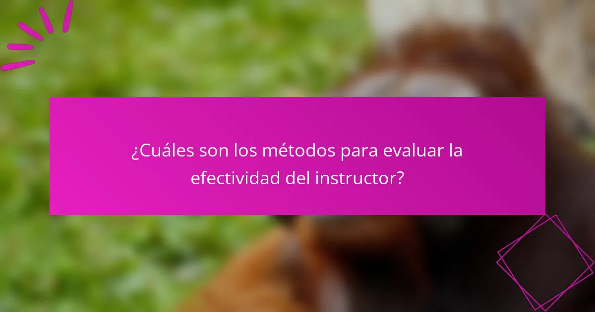¿Cuáles son los métodos para evaluar la efectividad del instructor?
