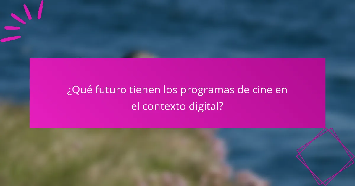 ¿Qué futuro tienen los programas de cine en el contexto digital?