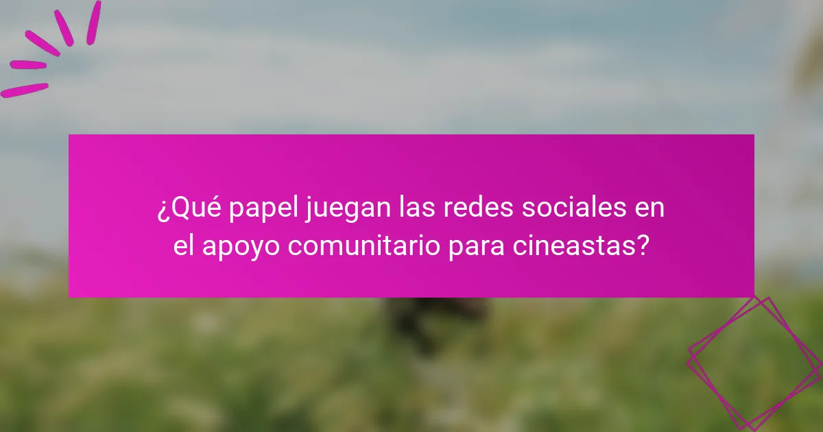 ¿Qué papel juegan las redes sociales en el apoyo comunitario para cineastas?