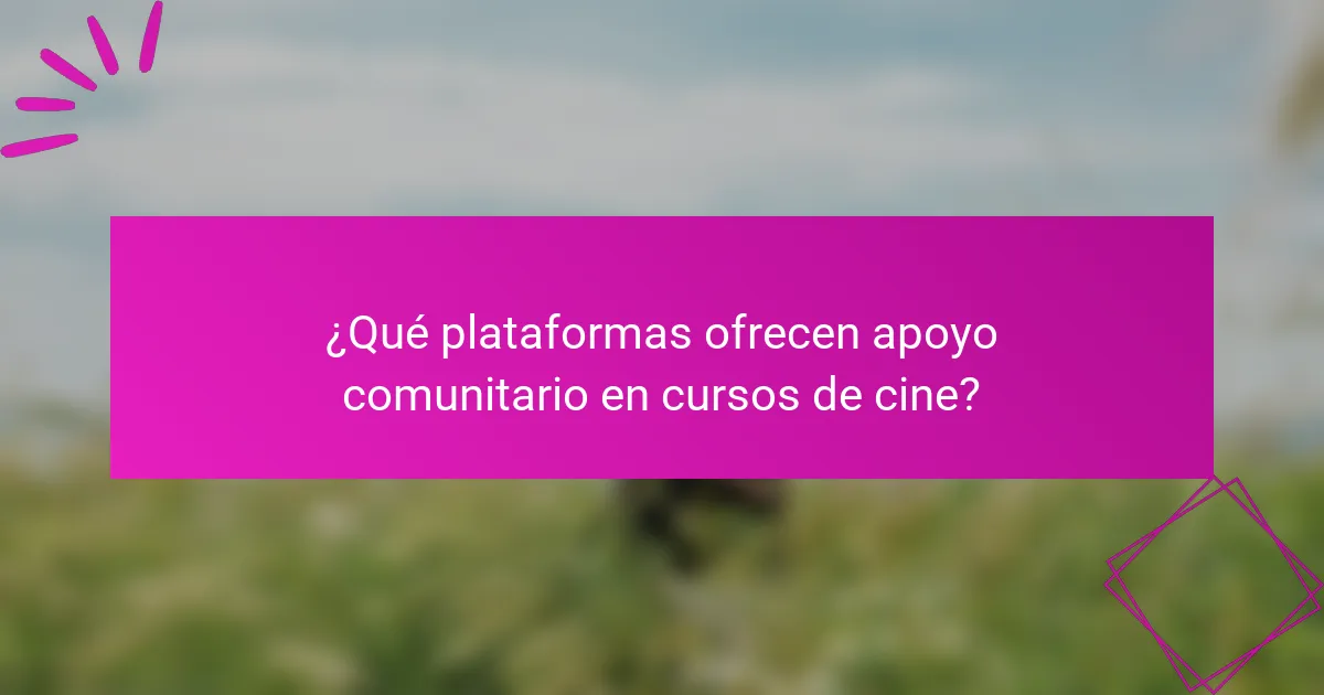 ¿Qué plataformas ofrecen apoyo comunitario en cursos de cine?